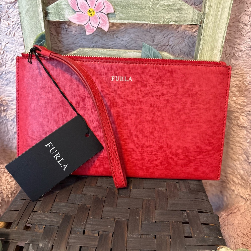 Furla Vibrant Red Clutch Wristlet